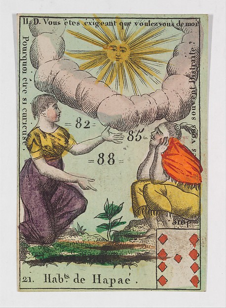 Anonymous, French, 18th century, Hab.t de Hapae, from the playing cards (for quartets) "Costumes des Peuples Étrangers"