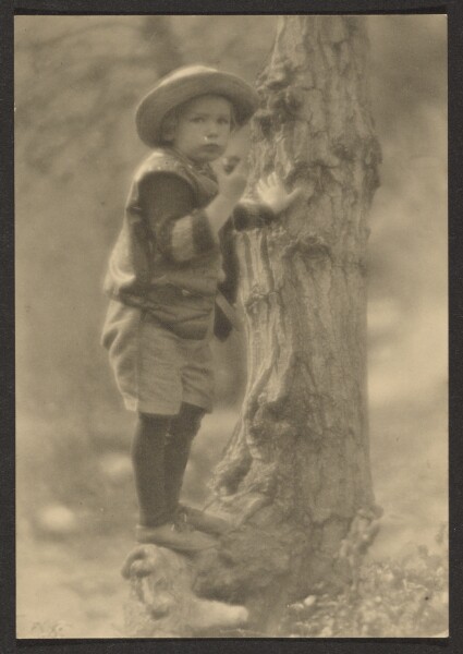 Louis Fleckenstein, [Child Standing on Tree Root]