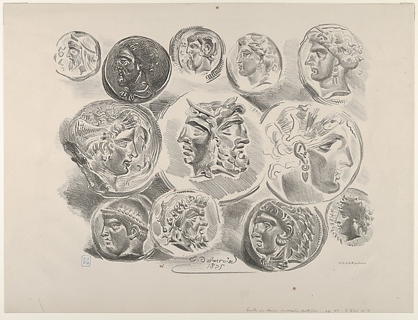 Eugène Delacroix, Studies of Twelve Greek and Roman Coins