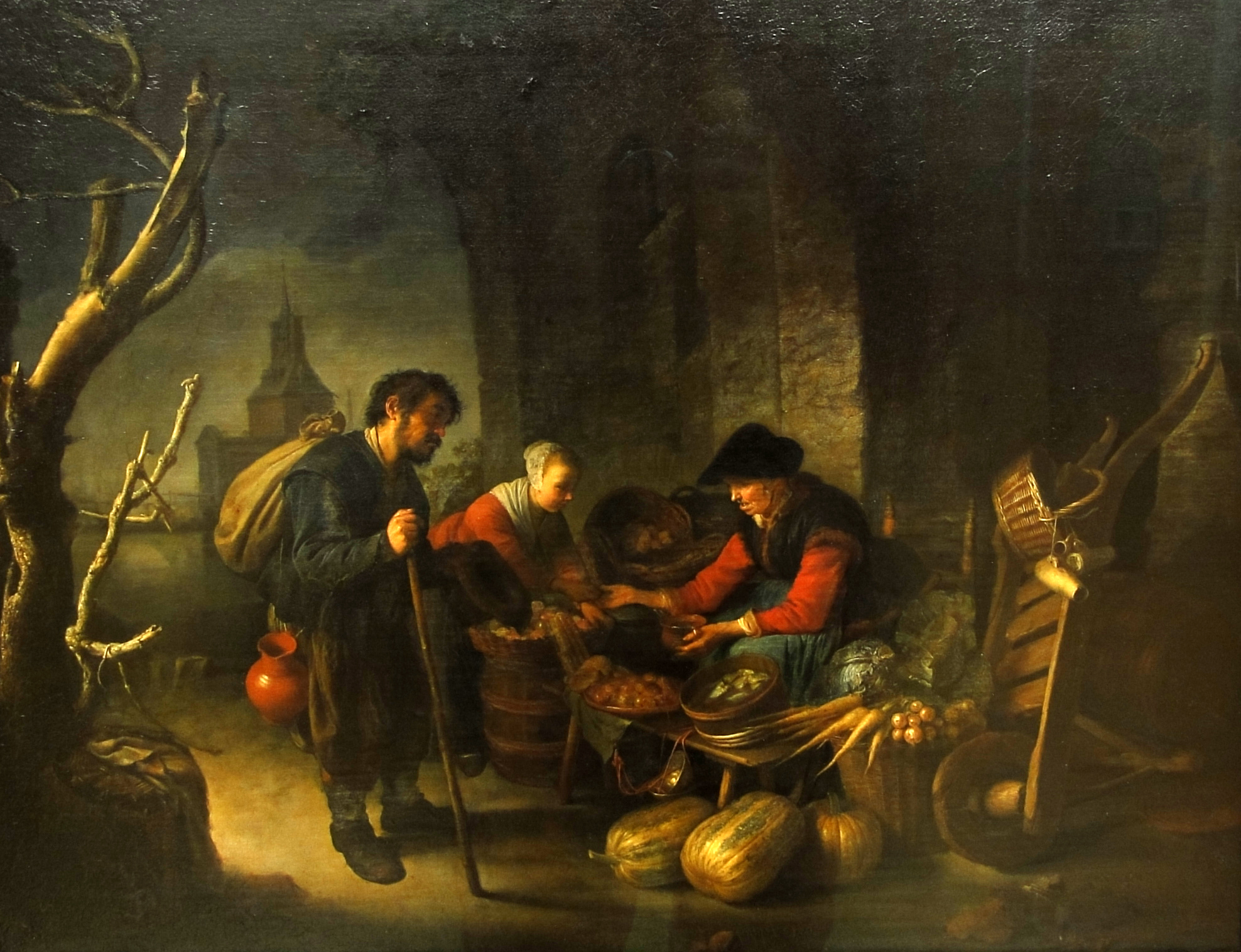 Gerrit Dou, The Herring Woman and the Beggar