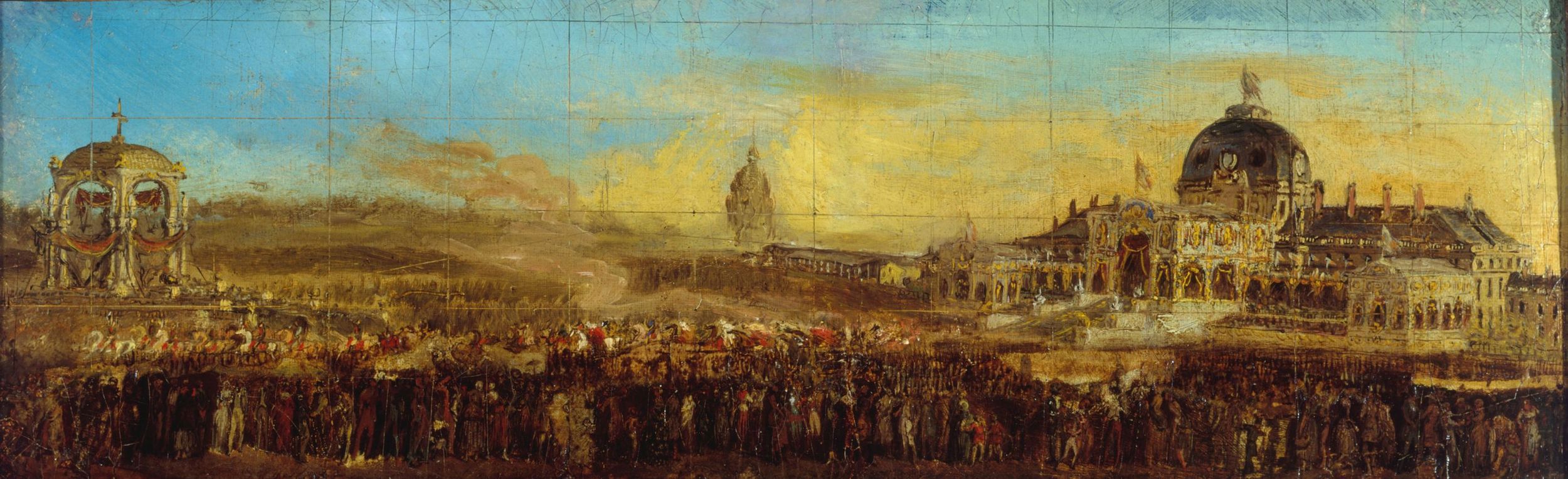 Anonyme, Fête du 10 mai 1852, au Champ-de-Mars ; départ du Prince-Président, après la bénédiction des drapeaux. Actuel 7ème arrondissement, Paris.