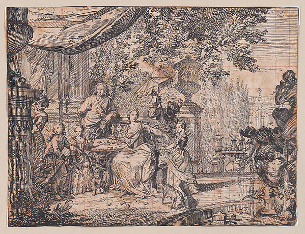 Anonymous, French, 18th century, A  Family Gathering on a Terrace