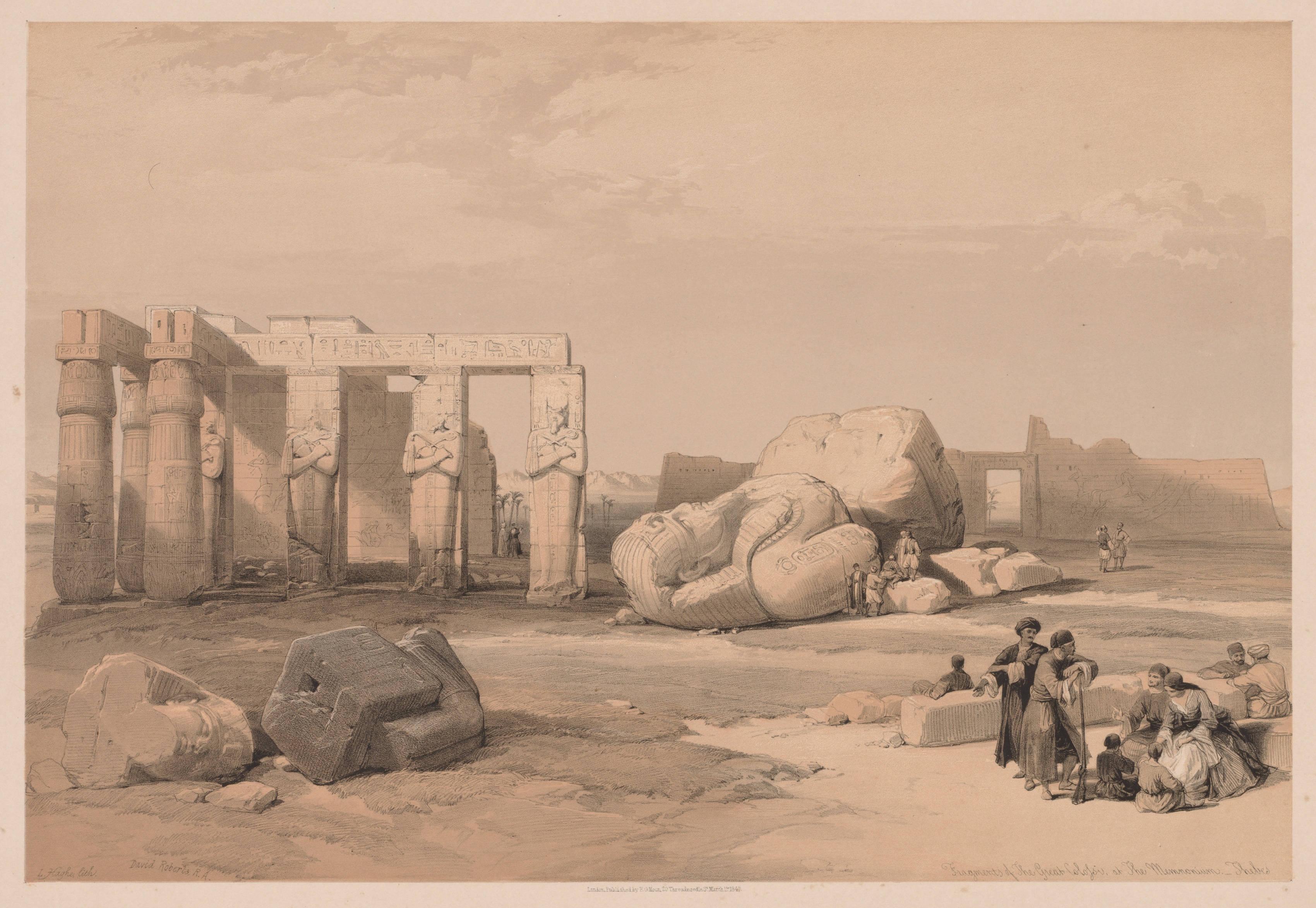 Louis Haghe, Egypt and Nubia:  Volume II - No. 4, Fragments of the Great Colossi, at the Memnonium
