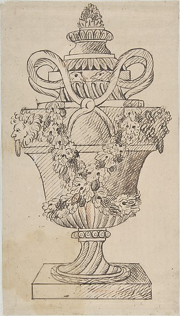 Anonymous, French, 18th century, Design for an Urn (recto); Sketches (verso)