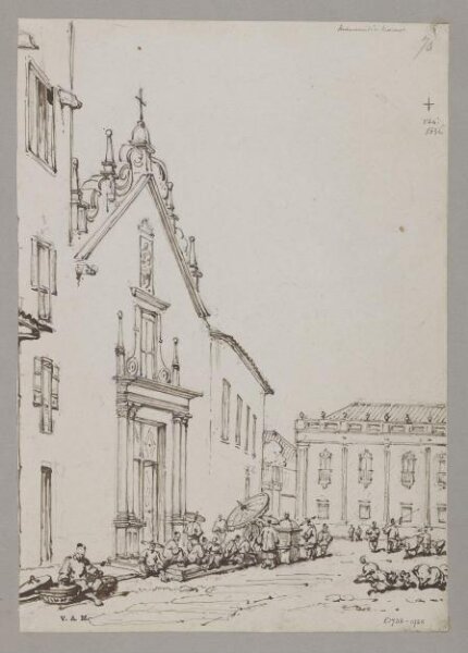 George Chinnery, The Misericordia Church and part of the Senate House, Macao