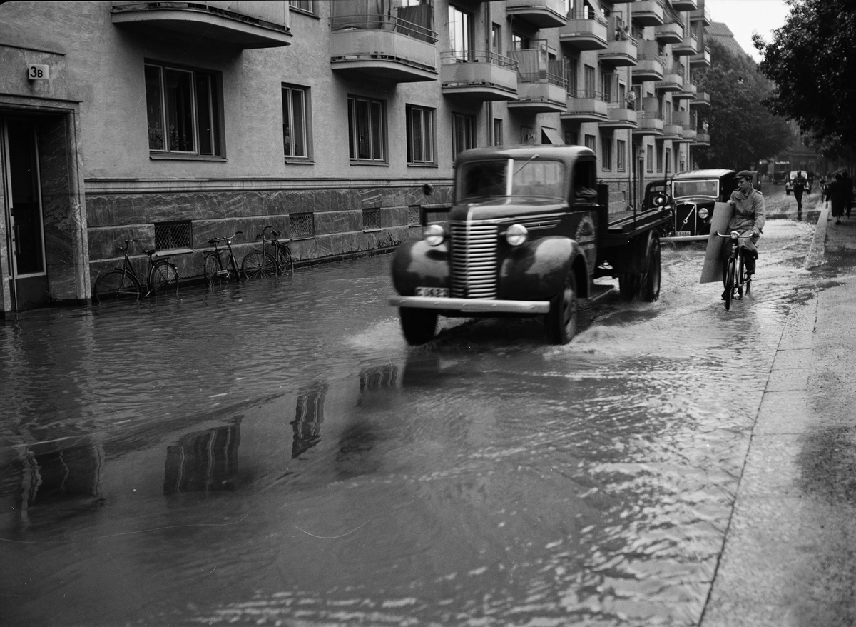 Paul Sandberg, Översvämning på Börjegatan, Luthagen, Uppsala 1939