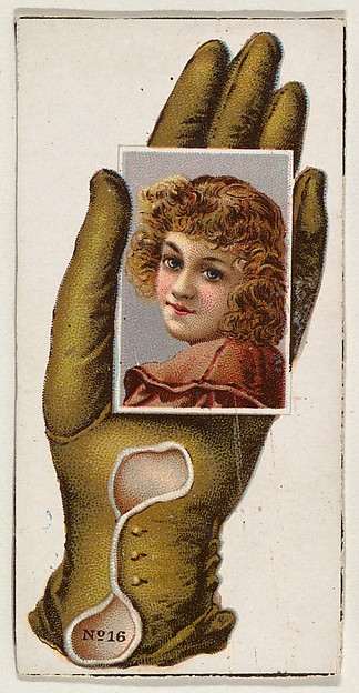Allen & Ginter, Card Number 16, cut-out from banner advertising the Opera Gloves series (G29) for Allen & Ginter Cigarettes