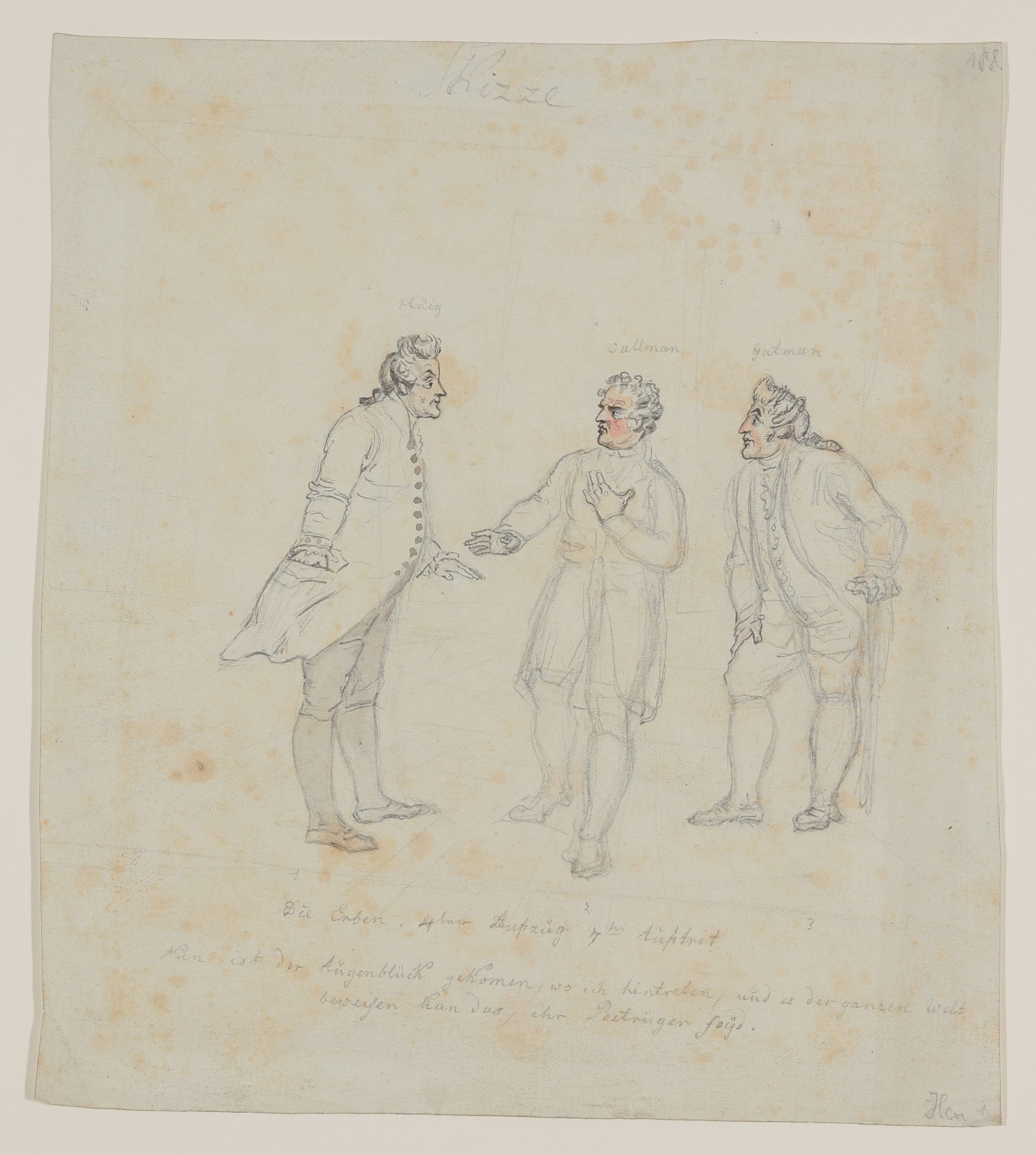 Gebrüder Henschel (Kupferstecher), Iffland, Unzelmann und Mattausch in "die Erben" von Weissenthurn