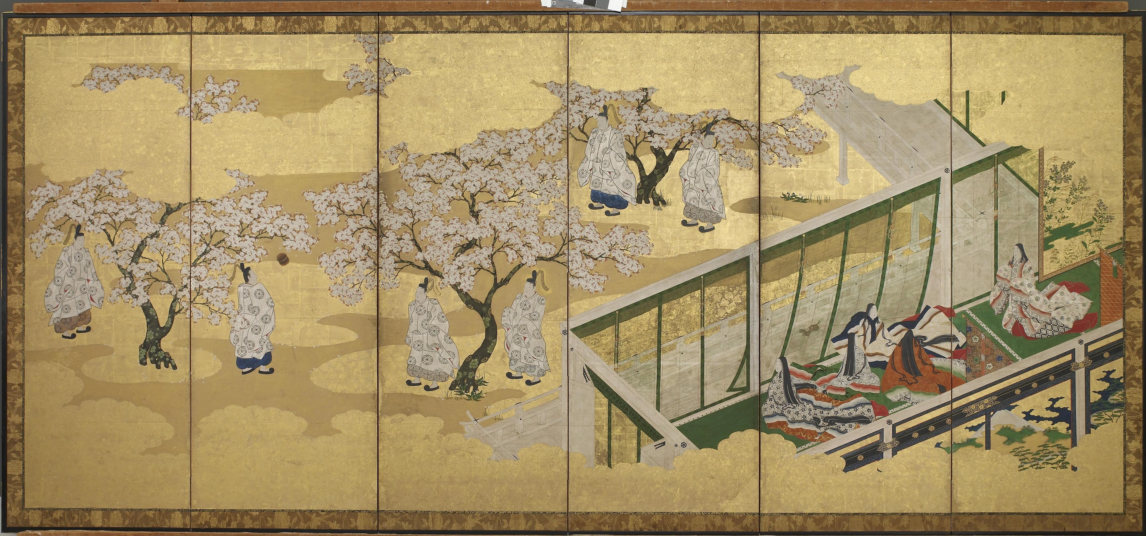Tosa Mitsuoki, The Tale of Genji, Chapter 34; Kashiwagi catches sight of the Third Princess