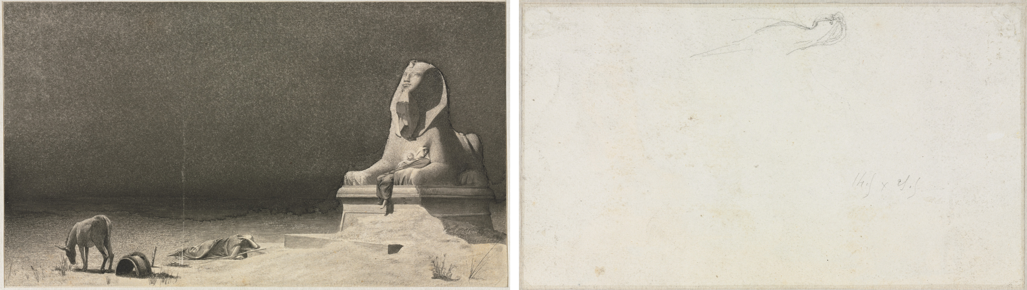 Luc-Olivier Merson, The Rest on the Flight into Egypt (recto); Sketch of a Sphinx [?] (verso)