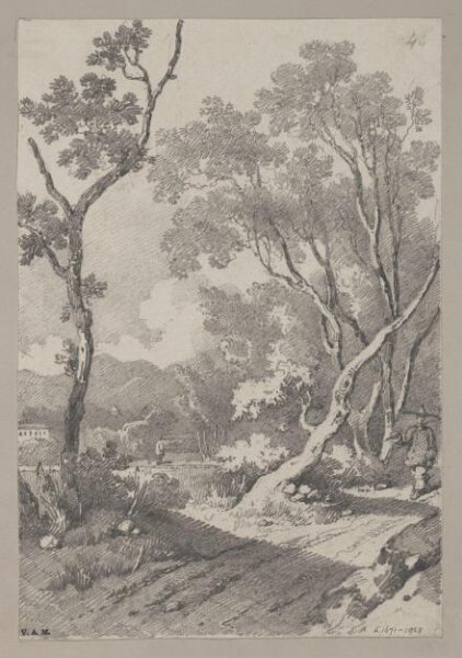 George Chinnery, A figure on a path between rocks and trees