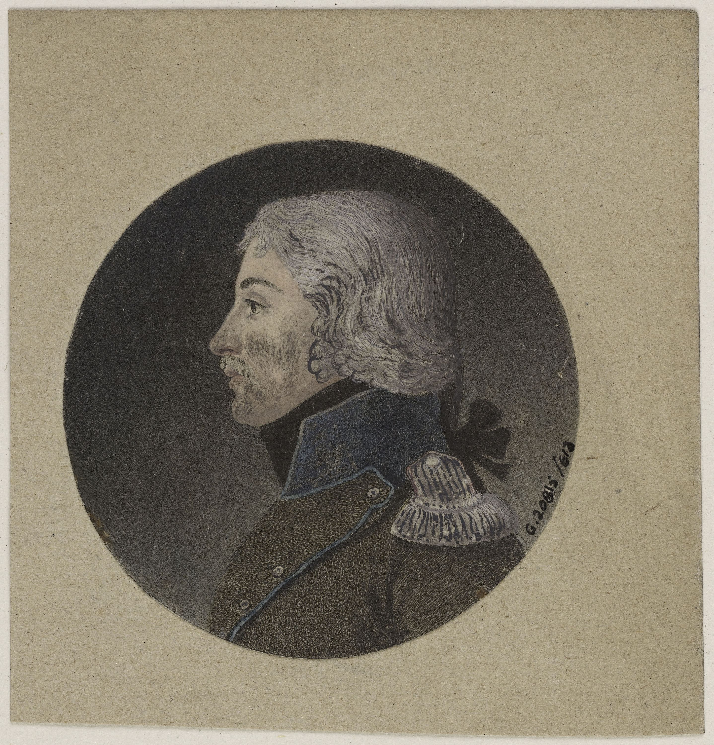 Edmé Quenedey, Portrait d'un homme, représentant un militaire, fin XVIIIème siècle/début XIXème siècle