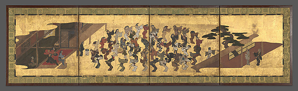 Unidentified artist, Festive Dancing at a Samurai Residence (Fūryū odori zu byōbu)