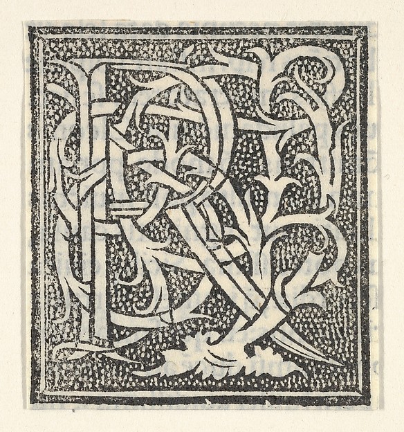 Anonymous, Italian, 16th century, Initial letter R on patterned background