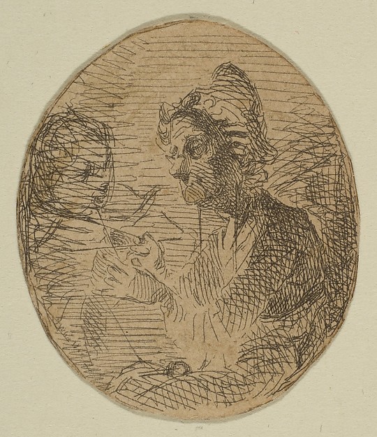 James McNeill Whistler, Old Woman and Child in Oval (from Sketches on the Coast Survey Plate)