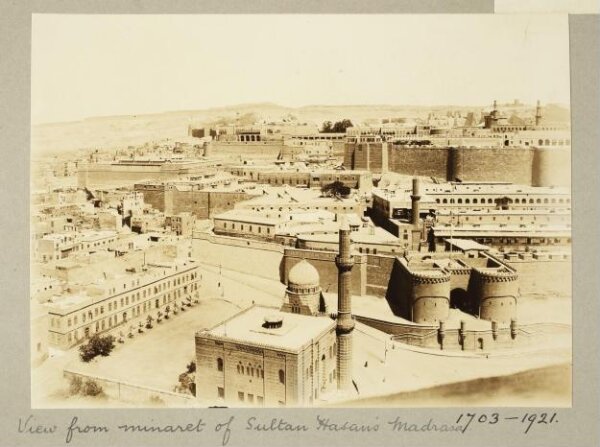 K.A.C. Creswell, View from the minaret of the madrasa of Mamluk Sultan al-Nasir Hasan on the Citadel of Salah el-Din, Cairo