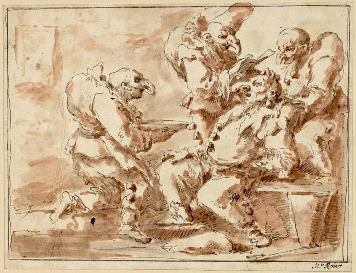 Anonym, Szene aus der Commedia dell'arte in der Art Callots
