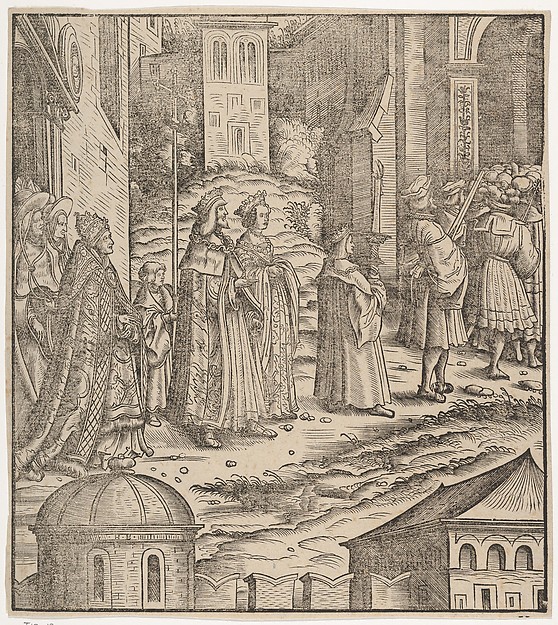 Hans Burgkmair, Procession of the Married Emperor, His Wife and The Pope from Saint Peter's Church, from Der Weisskunig