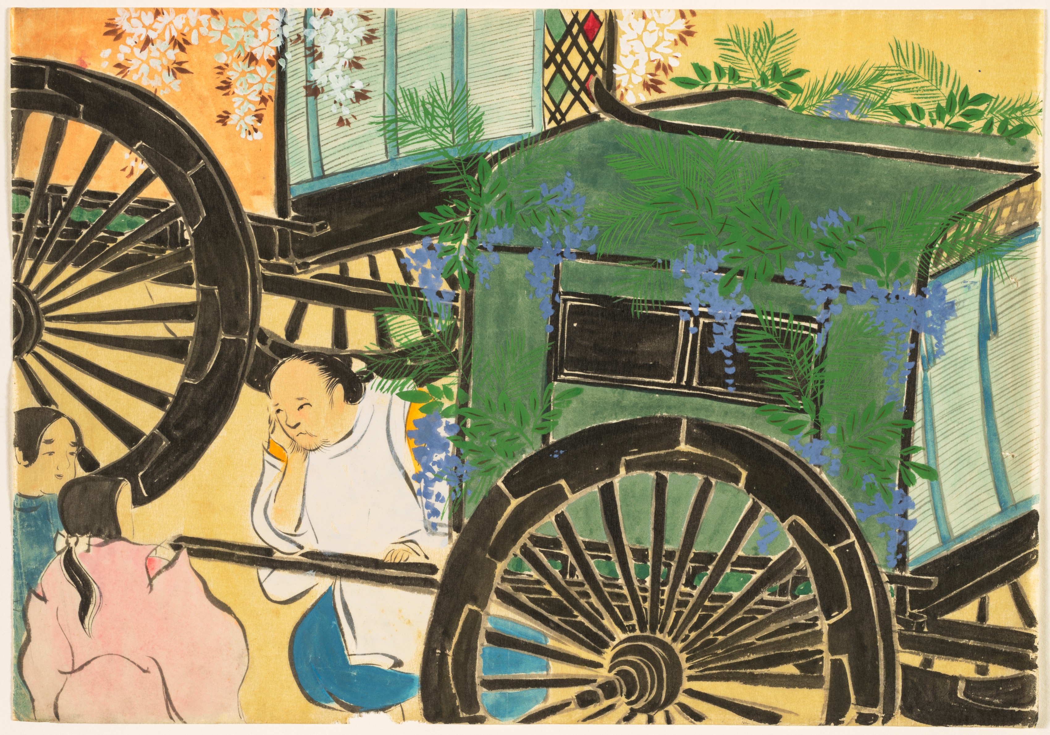 Kamisaka Sekka, Flowers of a Hundred Worlds (Momoyogusa): Flower-draped Carts