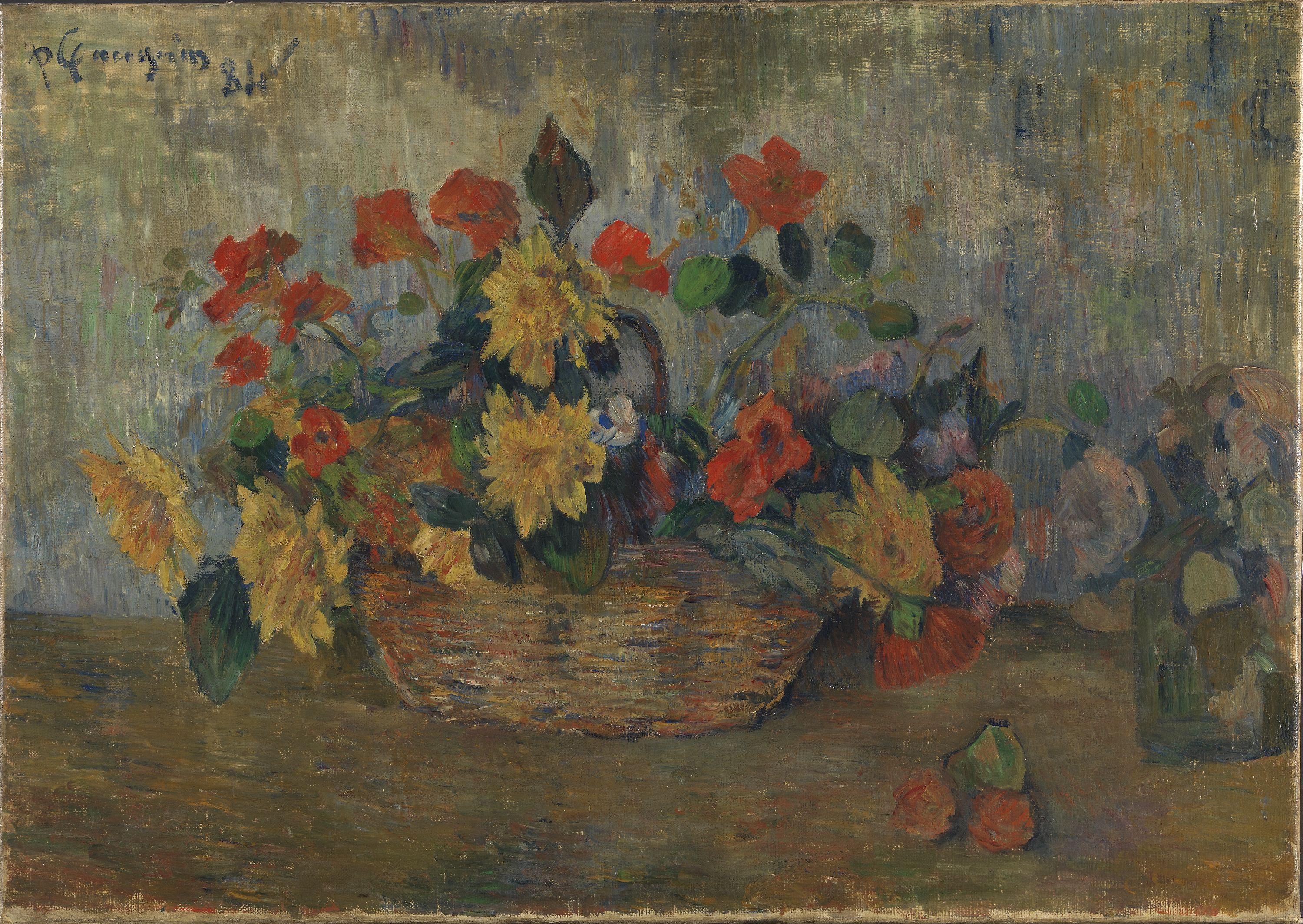 Paul Gauguin, Nasturtiums and Dahlias in a Basket