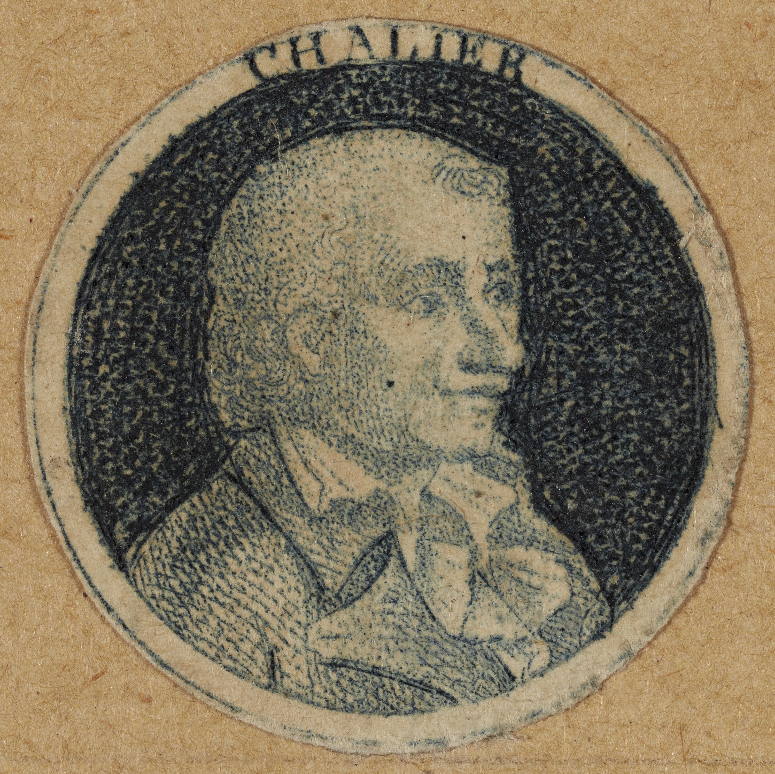 Anonyme, Portrait du héro Joseph Chalier, d'une série de 12 médaillons portraits destinés à orner des boutons d'habit, 1793-1794 (An II). Révolution française.