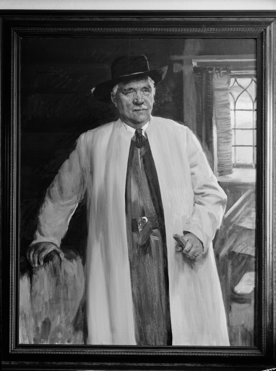 Paul Sandberg, Oil painting - portrait of master builder Anders Diös, Uppsala 1945