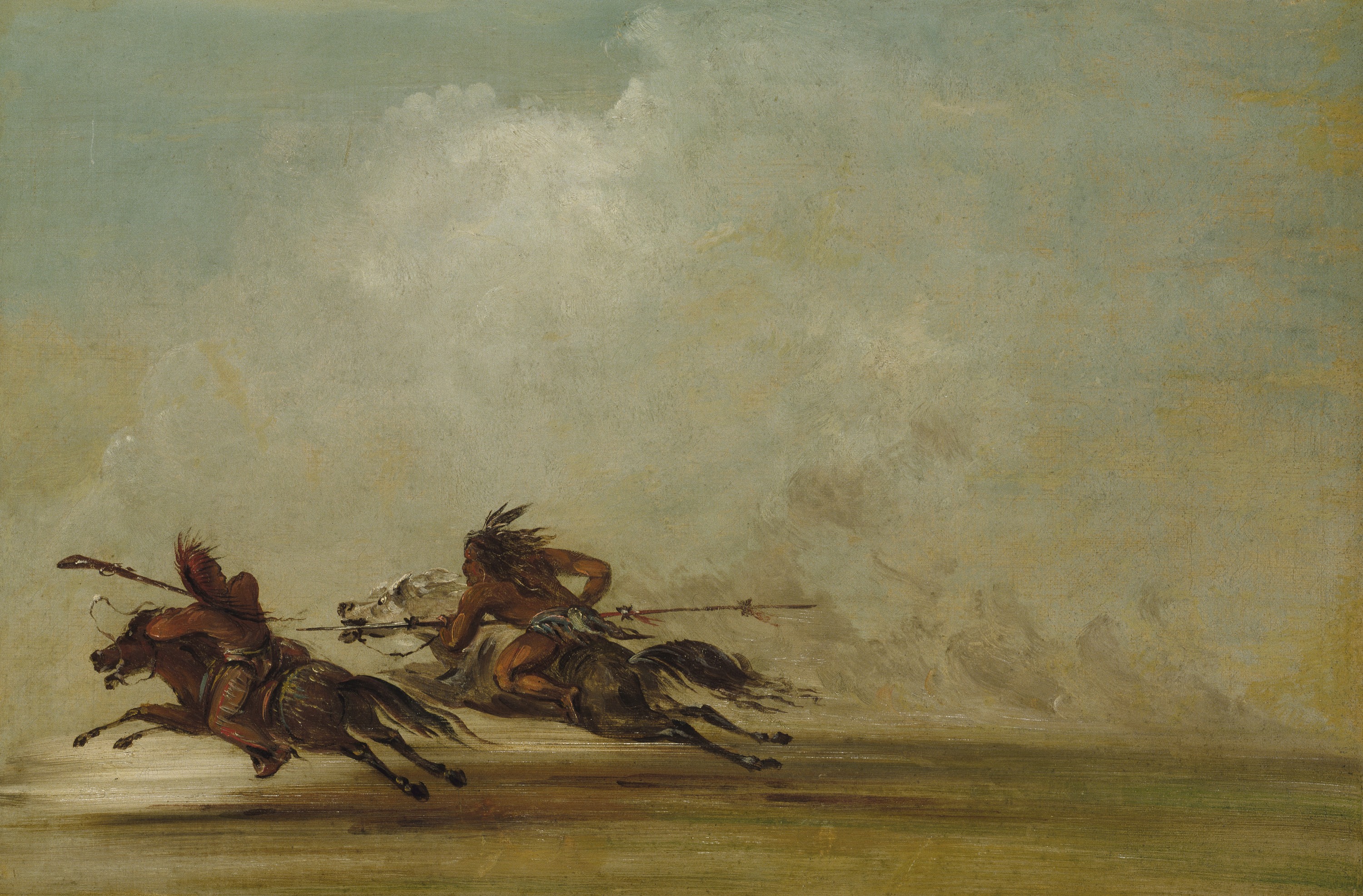 George Catlin, Comanche Warrior Lancing an Osage, at Full Speed