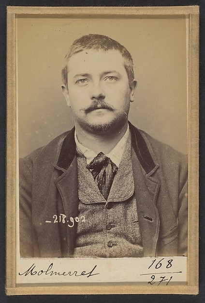 Alphonse Bertillon, Molmerret. Joseph, Camille. 28 ans, né le 20/11/65 à Lyon (Rhône). Graveur. Anarchiste. 26/5/94.