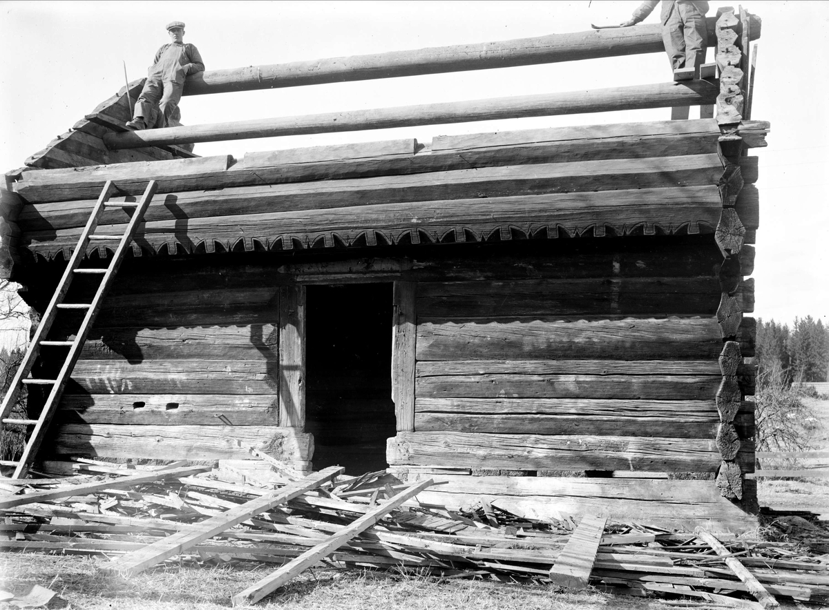 Paul Sandberg, The Head of Hay during dismantling, Borggårde, Hökshus parish, Uppland
