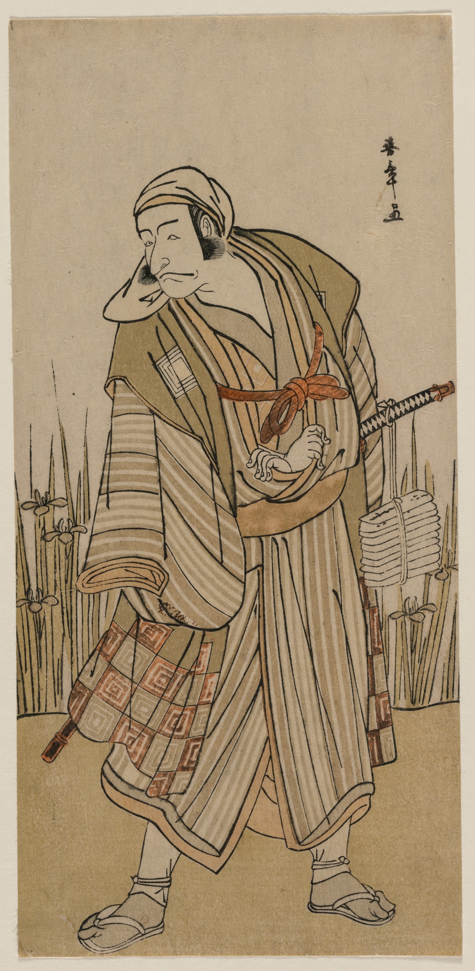 Katsukawa Shunshō, Ichikawa Danjuro V as a Traveller Beside a Clump of Iris