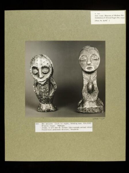Walker Evans, Amulet, Figure with Two Masks / Amulet, Two Figures Embracing.  WaRegga.