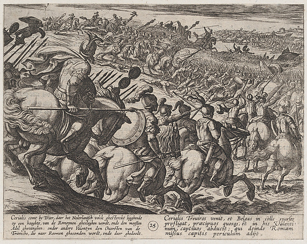 Antonio Tempesta, Plate 25: The Roman Commander Cerialis Attacks Near Trier, from "The War of the Romans Against the Batavians" (Romanorvm et Batavorvm societas)
