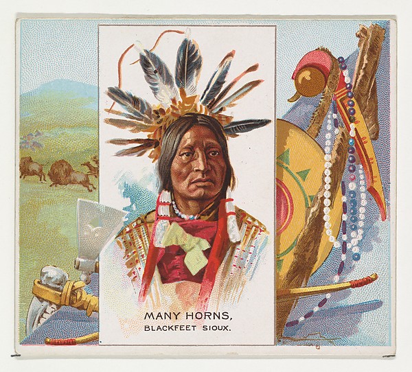 Allen & Ginter, Many Horns, Blackfeet Sioux, from the American Indian Chiefs series (N36) for Allen & Ginter Cigarettes