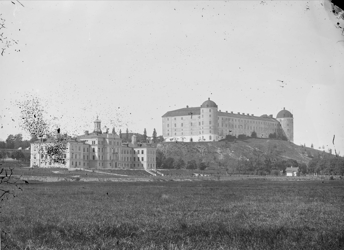 Henri Osti's Fotografiateliér, Akademiska sjukhuset och Uppsala slott från söder, Uppsala sannolikt 1860-tal