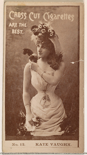 W. Duke, Sons & Co., Card Number 12, Kate Vaughn, from the Actors and Actresses series (N145-2) issued by Duke Sons & Co. to promote Cross Cut Cigarettes