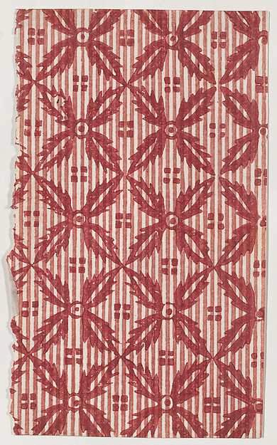 Anonymous, Sheet with overall floral pattern with striped background