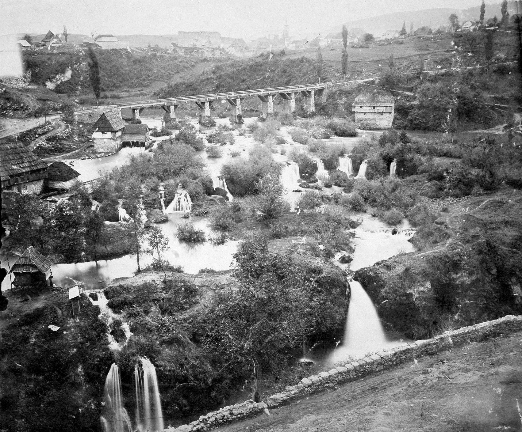 Ivan Standl, Rastoke (Slunj), veduta sa starim mlinovima i vodopadima