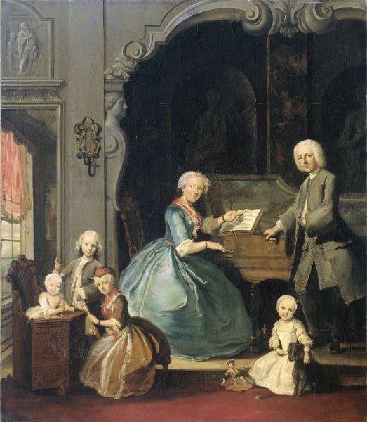 Cornelis Troost, Familiegroep bij een klavecimbel
