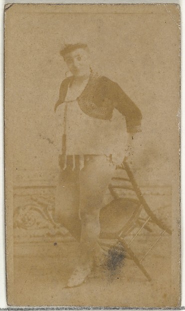 W. Duke, Sons & Co., [Actress tipping chair], from the Actors and Actresses series (N145-8) issued by Duke Sons & Co. to promote Duke Cigarettes