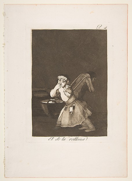 Goya (Francisco de Goya y Lucientes), Plate 4 from "Los Caprichos": Nanny's boy (El de la rollona)