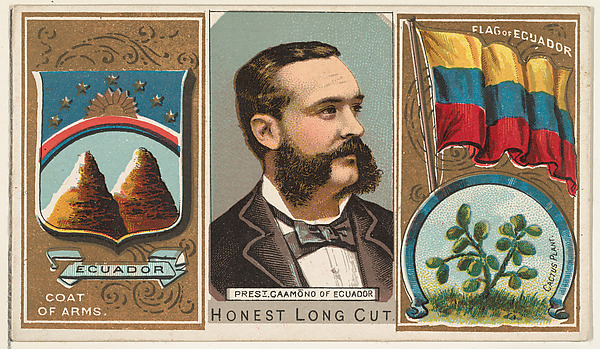 W. Duke, Sons & Co., President Caamono of Ecuador, from the Rulers, Flags, and Coats of Arms series (N126-1) issued by W. Duke, Sons & Co.