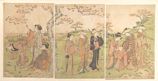 Katsukawa Shunchō, Women and Children Viewing the Cherry Blossoms at Gotenyama