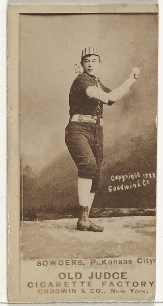 Goodwin & Company, John Sowders, Pitcher, Kansas City Cowboys, from the Old Judge series (N172) for Old Judge Cigarettes