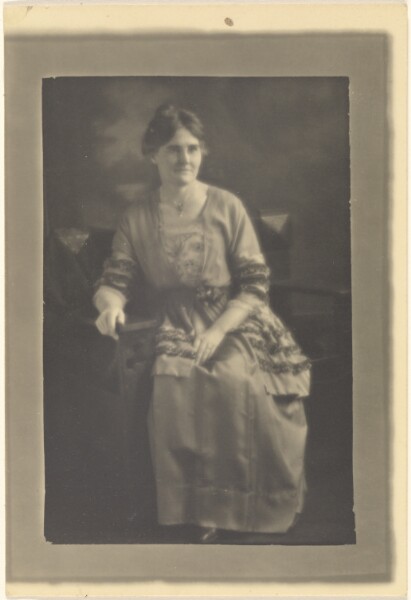 Louis Fleckenstein, [Portrait of a Seated Woman in Dress with Ribbon Accents]