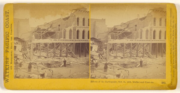 Carleton Watkins, Effects of the Earthquake, Oct. 21, 1868, Market and First Sts. (#985)