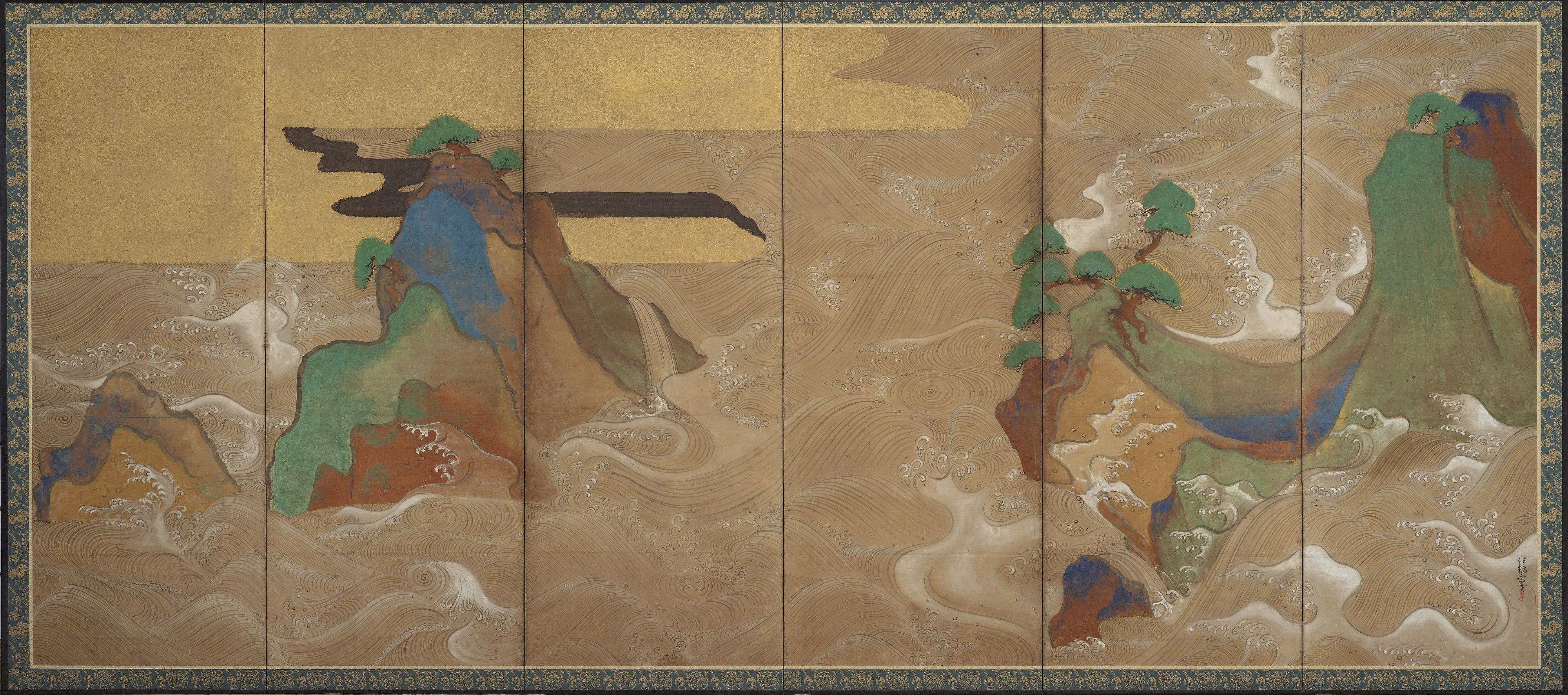 Tawaraya Sotatsu, Waves at Matsushima 松島図屏風