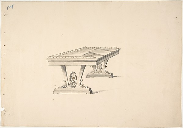 Anonymous, British, 19th century, Design for a Work Table with a Railing