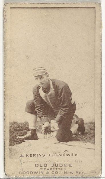 Goodwin & Company, John Nelson Kerins, Catcher, Louisville Colonels, from the Old Judge series (N172) for Old Judge Cigarettes