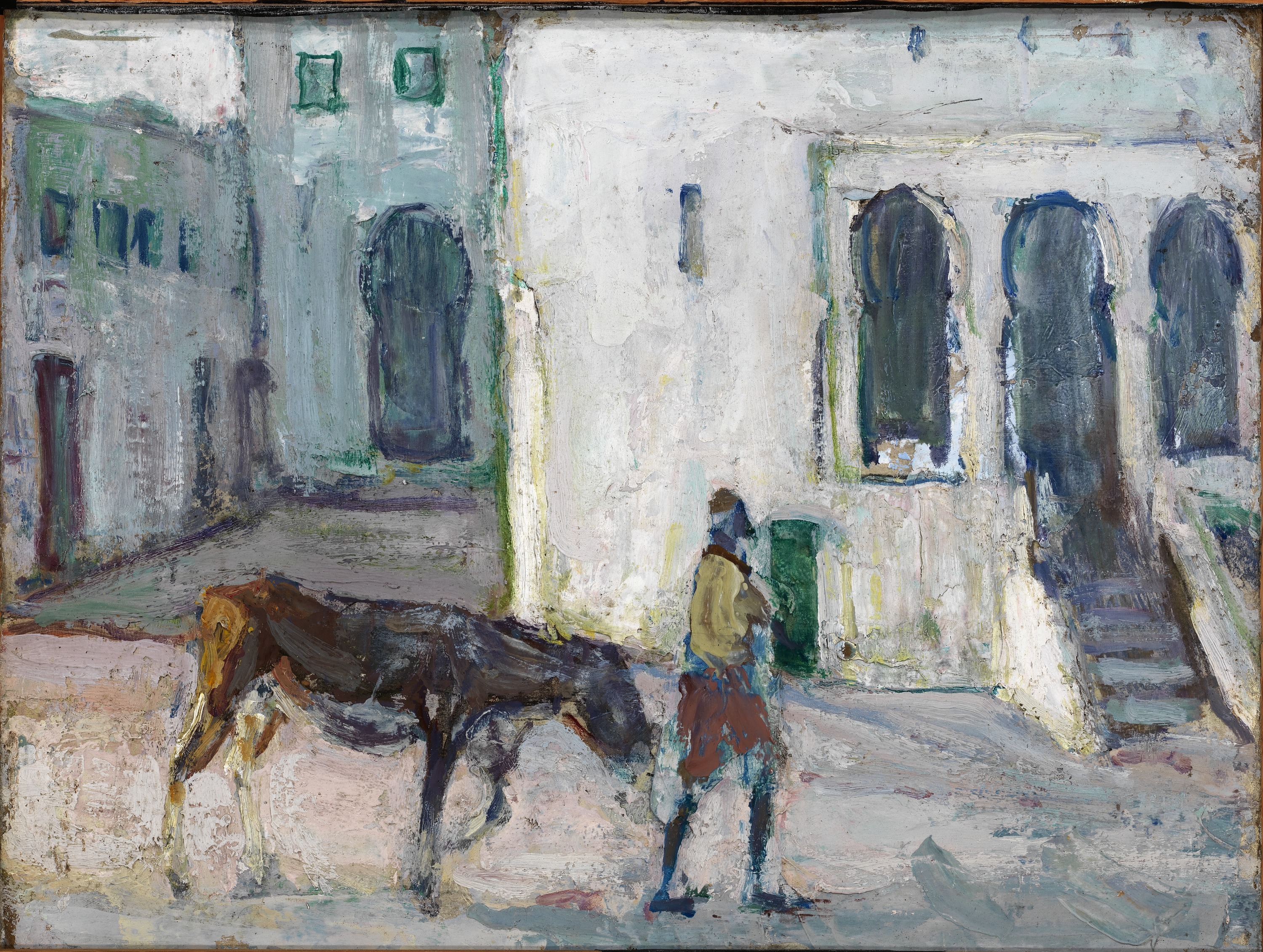 Henry Ossawa Tanner, Street Scene, Tangier (Man Leading Calf)