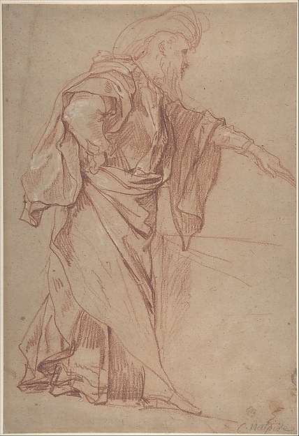 Charles Joseph Natoire, Standing Male Figure with Left Arm Extended